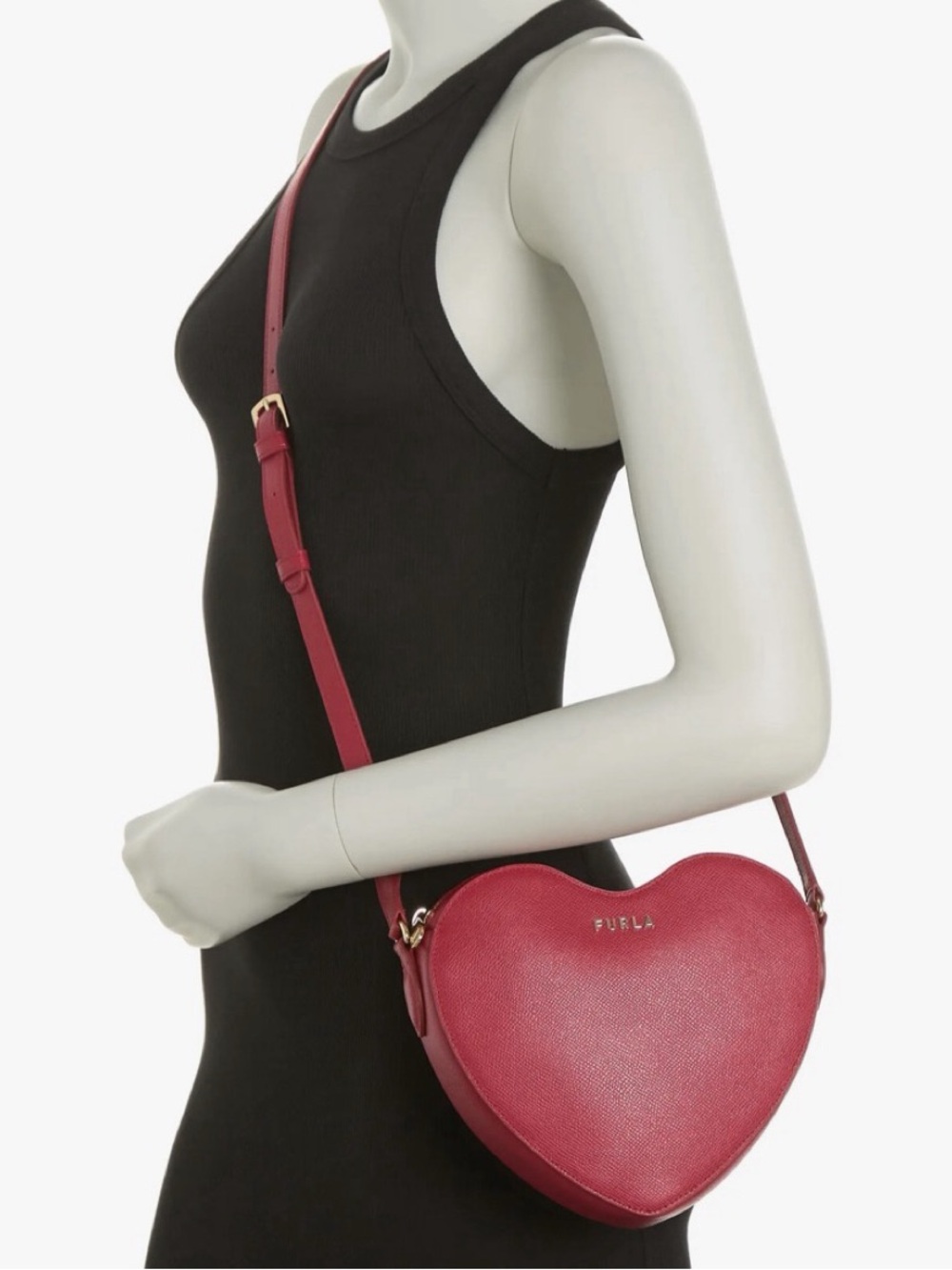 Furla Red Leather Lillie Heart Bag